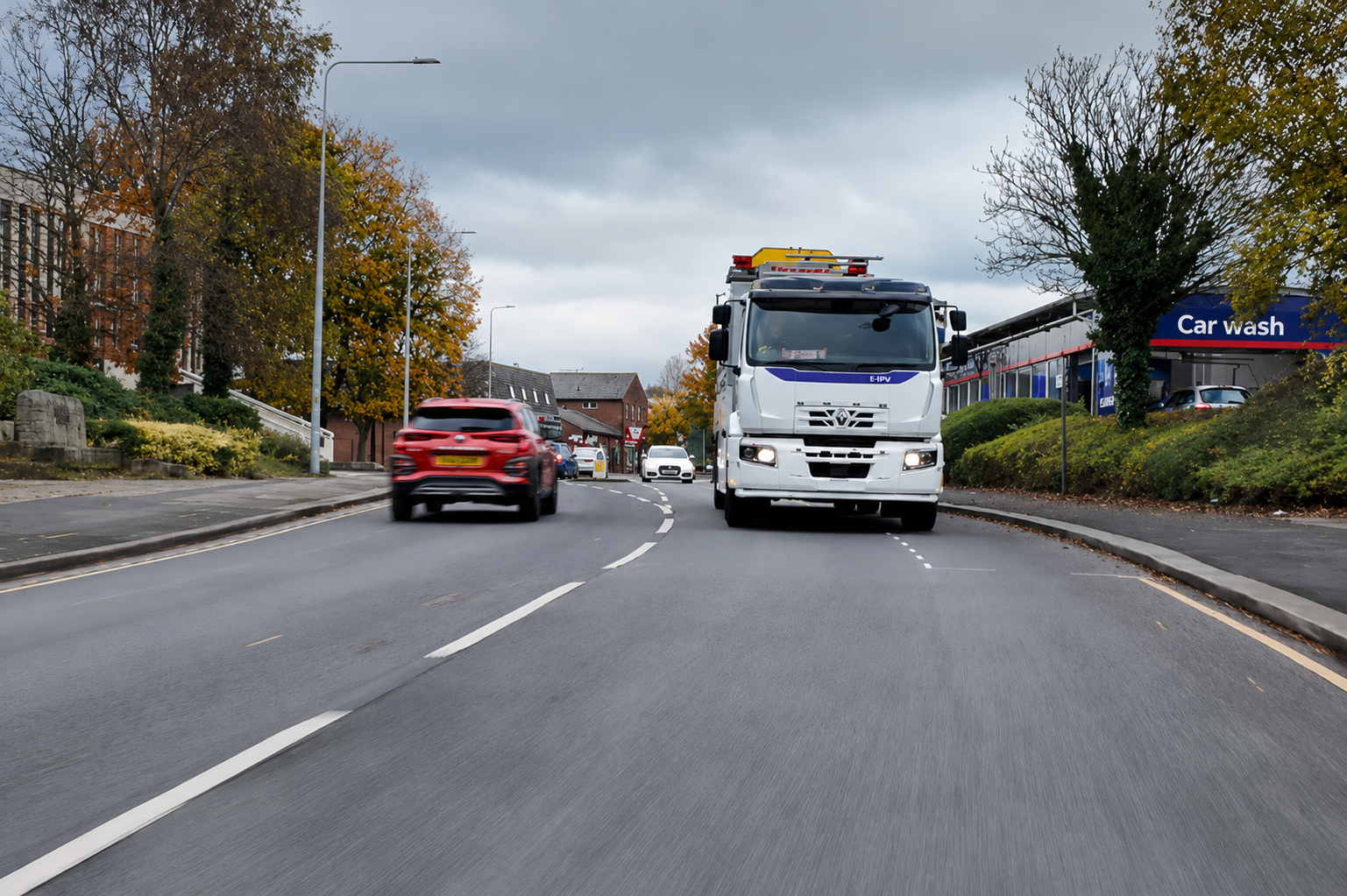BT-HS Electric IPV operating on a live UK road, first-of-its-kind sustainable traffic management vehicle