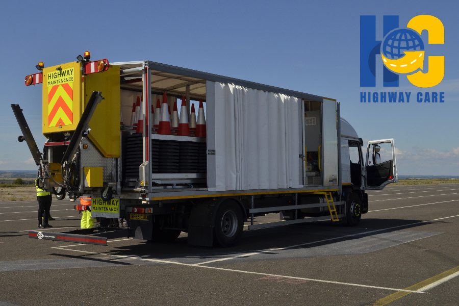 Falcon ACLM laying cones during live motorway operations
